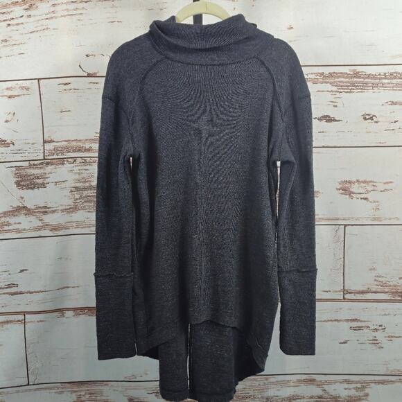 Free People We The Free Split Back Turtleneck Sweater Grey Size Small - Picture 1 of 7